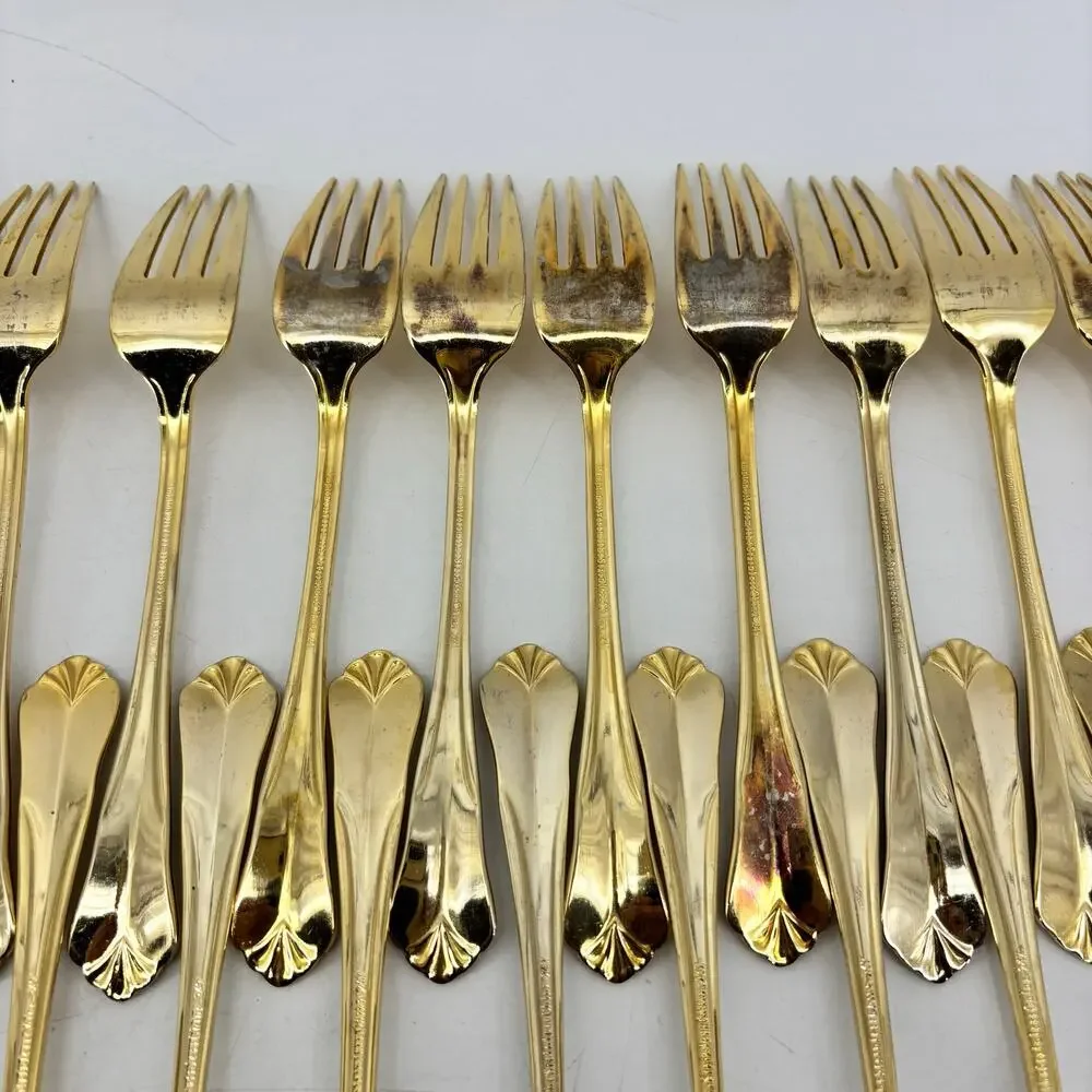 Hampton Silversmith Stainless Steel Gold Tone Flatware Spoon Fork